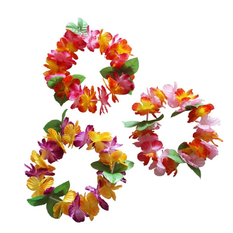 BPNHNA 6PCS Hawaiian Wreaths Headband Tropical Luau Flower Headpiece Leis, Thicker Floral Crown for Summer Beach Pool Party Decorations Favors Supplies - Image 3
